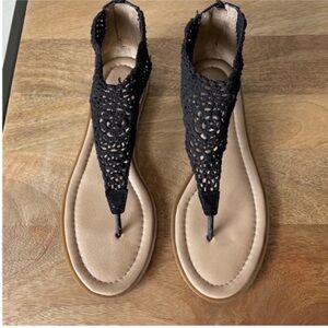 Lucky Brand- black sandals with box. Worn once.